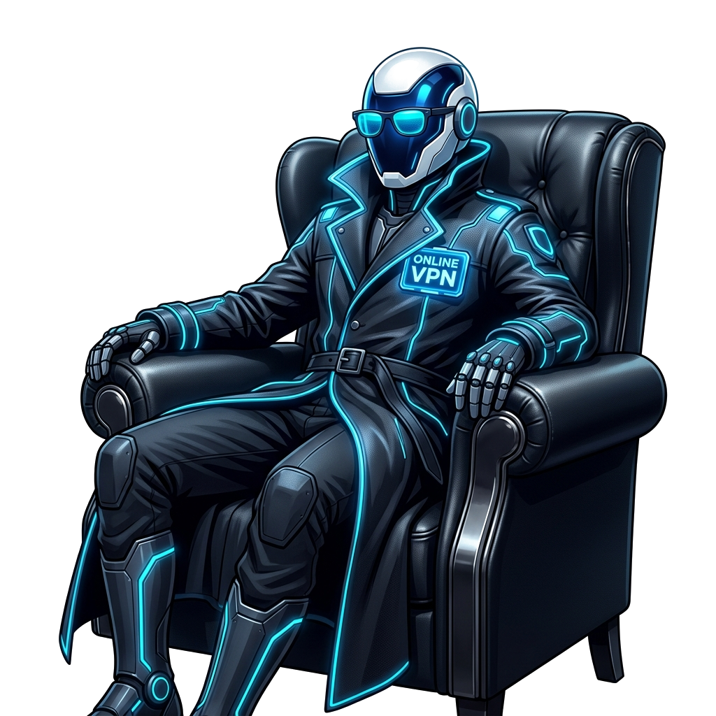 Online VPN Executive Sitting Mascot